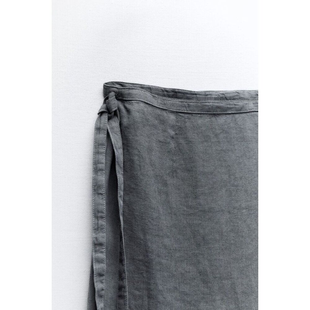 Dark Gray Zara Linen Tie-Waist Maxi Wrap Skirt (NWT) - Picture 6 of 8